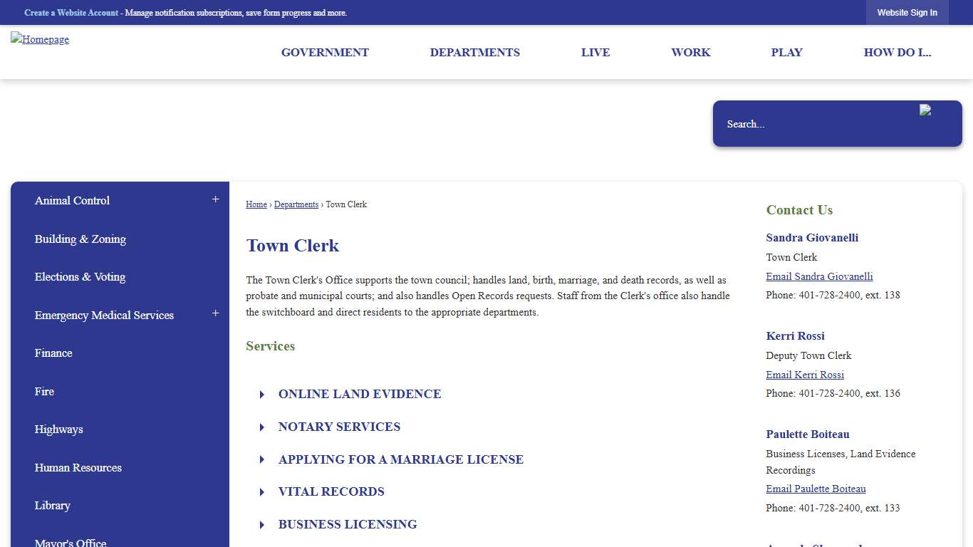 Town Clerk | Cumberland, RI