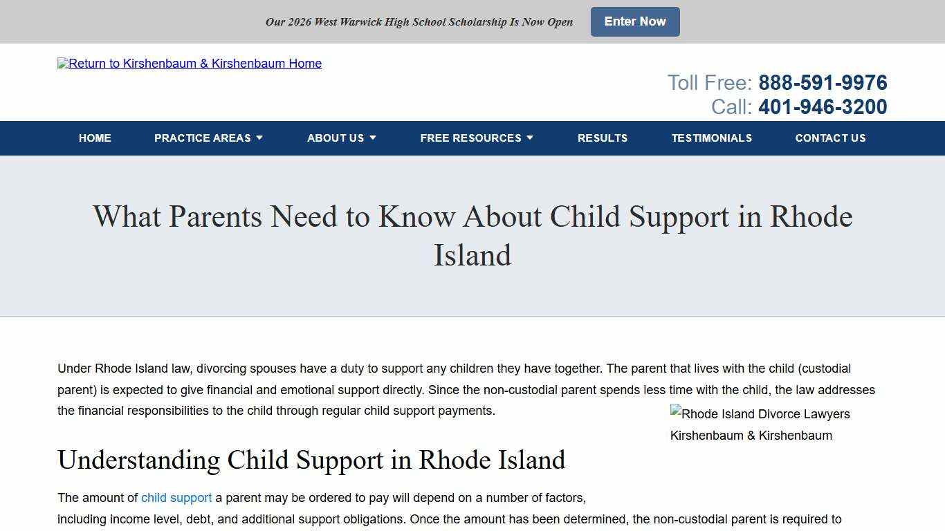 Rhode Island Child Support Laws | Rhode Island Family Law Lawyer | Kirshenbaum & Kirshenbaum