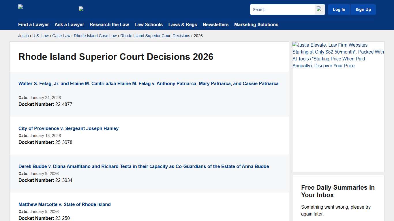 2026 :: Rhode Island Superior Court Decisions :: Rhode Island Case Law :: Rhode Island Law :: U.S. Law :: Justia